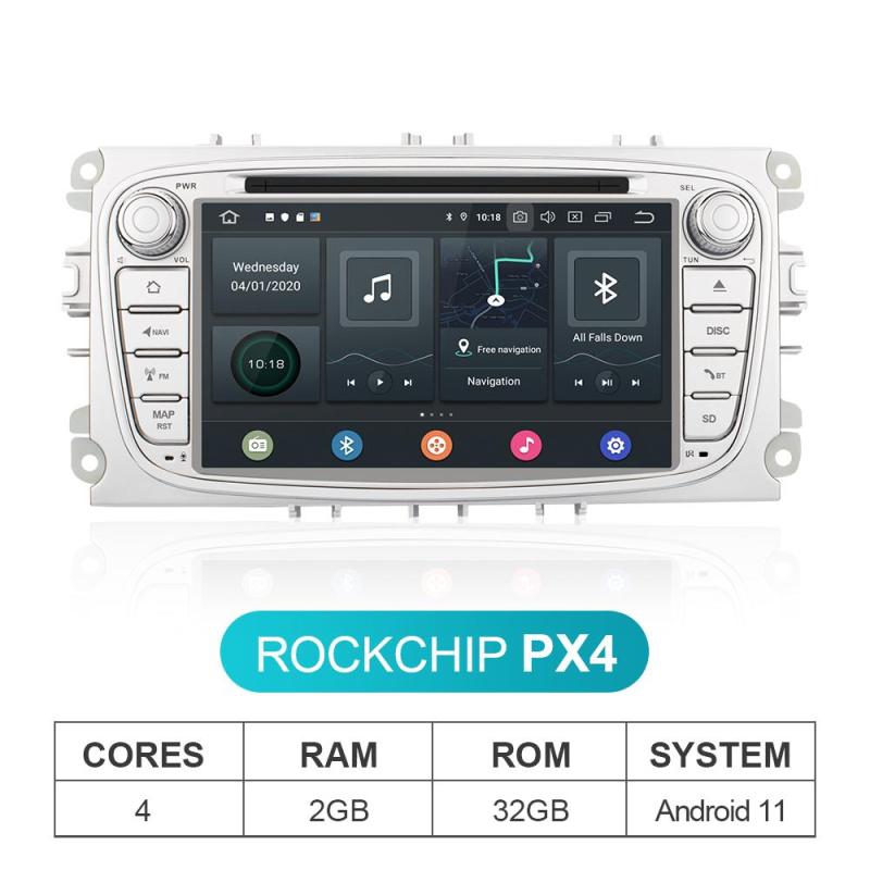 Isudar PX6 Android 11 2 Din Car Radio For FORD/Focus/S-MAX/Mondeo/C-MAX