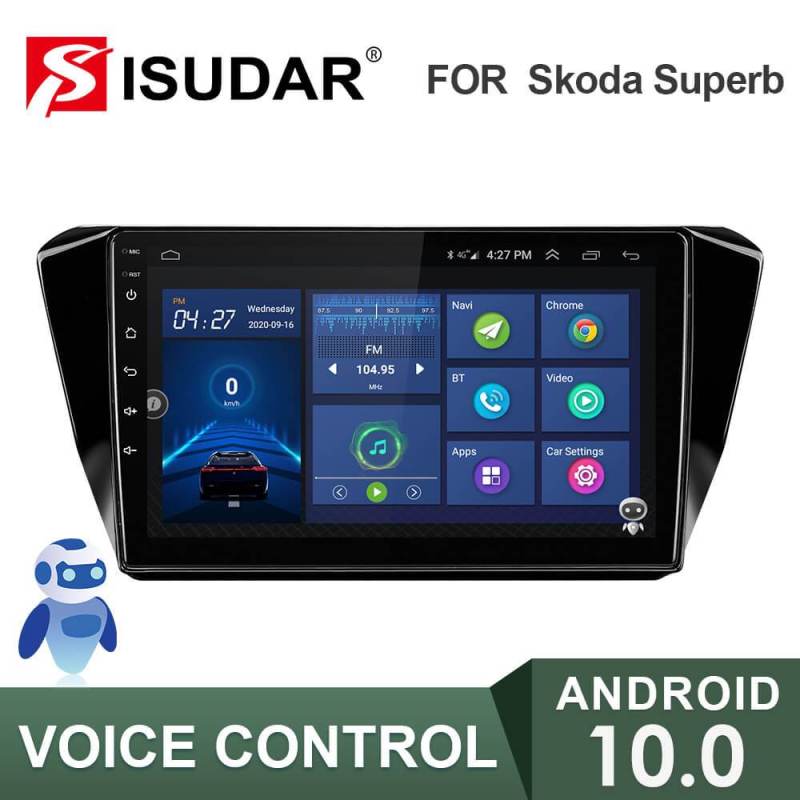 ISUDAR V57S 2 Din Android 10 Car Radio For Skoda Superb 3 2016-