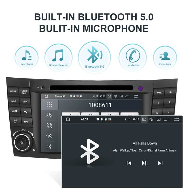 Isudar PX6 Android 10 2 Din Car Multimedia Player For Mercedes/Benz/E-Class/W211/E300/CLK/W209