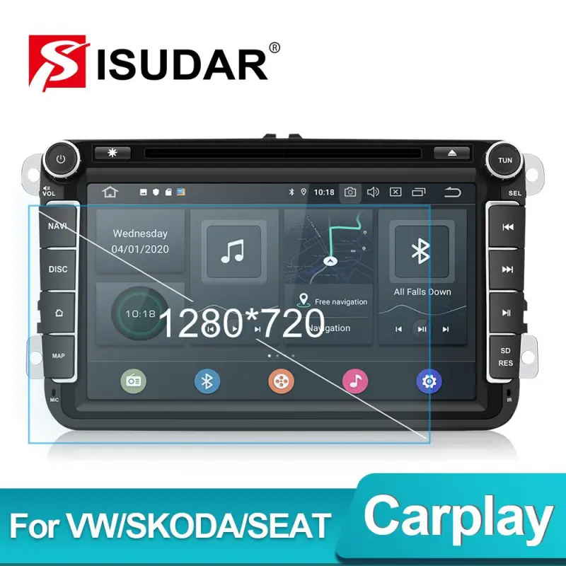 Isudar Qualcomm Voice control 2 Din 8 inch PX6 Android 11 Radio For VW/Golf/Tiguan/Skoda