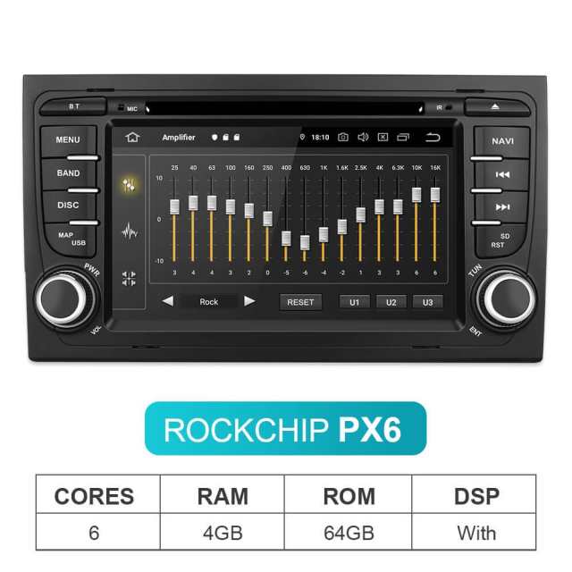 Isudar PX6 2 Din Android 10 Car Multimedia Player GPS DVD For Audi A4 A6