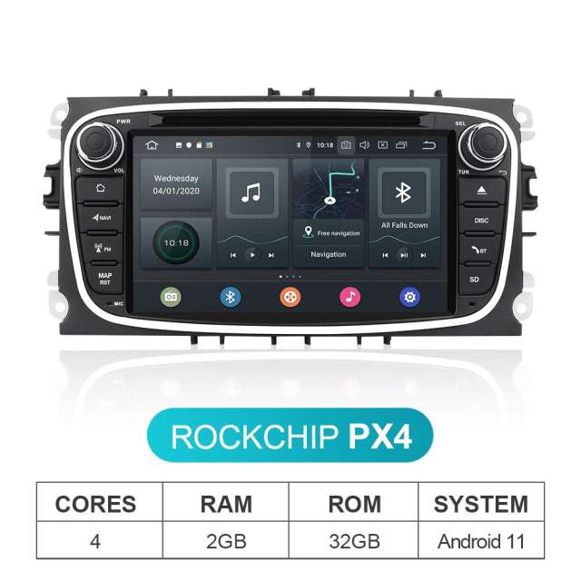 Isudar PX6 Android 11 2 Din Car Radio For FORD/Focus/S-MAX/Mondeo/C-MAX