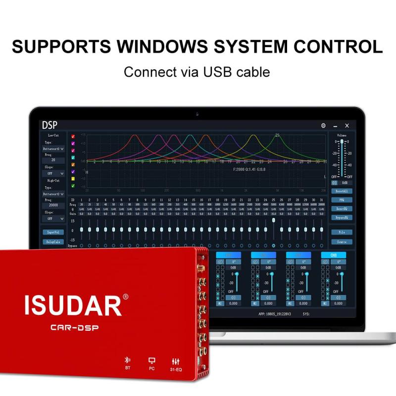 ISUDAR DA08 Car Amplifier DSP 1200W MAX AB Class 8 Channels Input