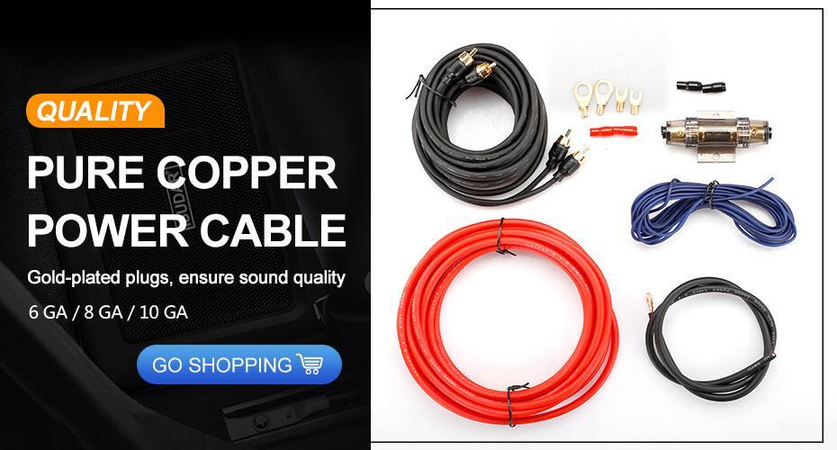 ISUDAR 6/8/10 GA Pure Copper Power Cable Subwoofer Speaker for SU6901