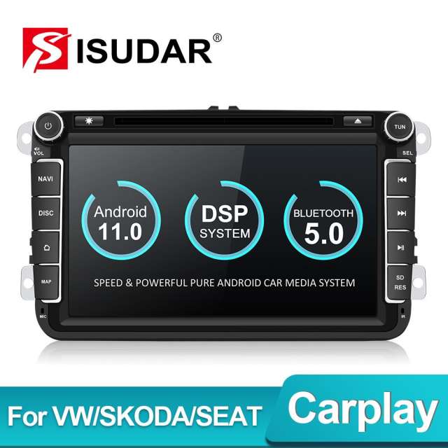 Isudar Qualcomm Voice control 2 Din 8 inch PX6 Android 11 Radio For VW/Golf/Tiguan/Skoda