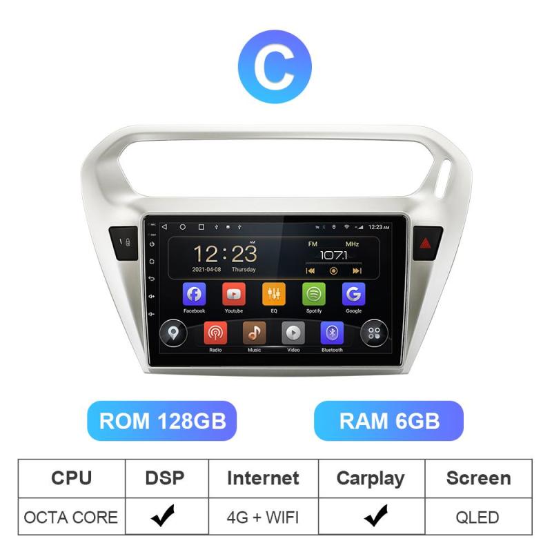 T72 Android 10 Car Radio For Citroen/Elysee/Peugeot 301 2013 2014-