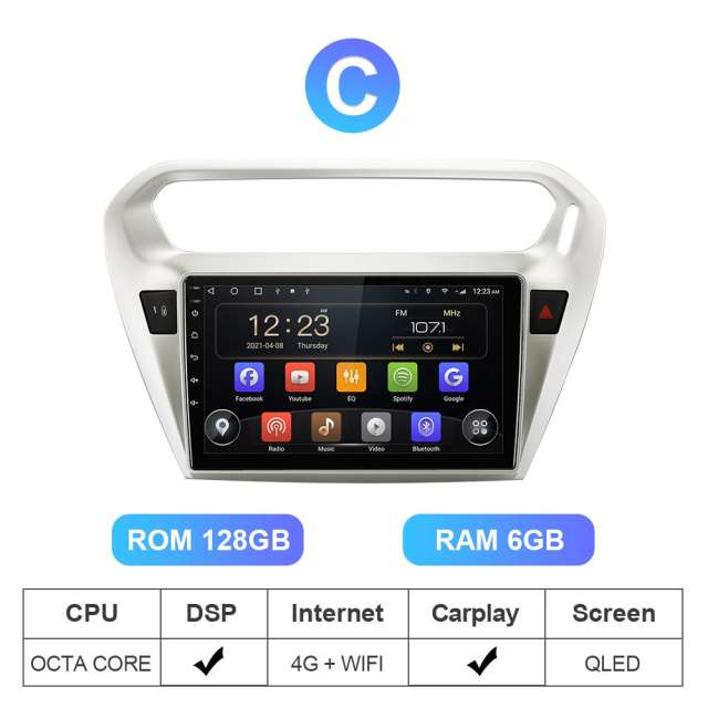 T72 Android 10 Car Radio For Citroen/Elysee/Peugeot 301 2013 2014-
