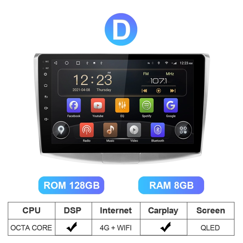 Isudar QLED Android 10 Auto Radio For VW/Volkswagen/Passat B6 B7 wireless carplay and android auto