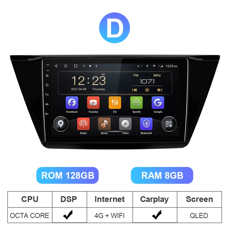 T72 QLED 4G Sim card Auto radio For VW/Volkswagen/TOURAN 2016 2017 2018-