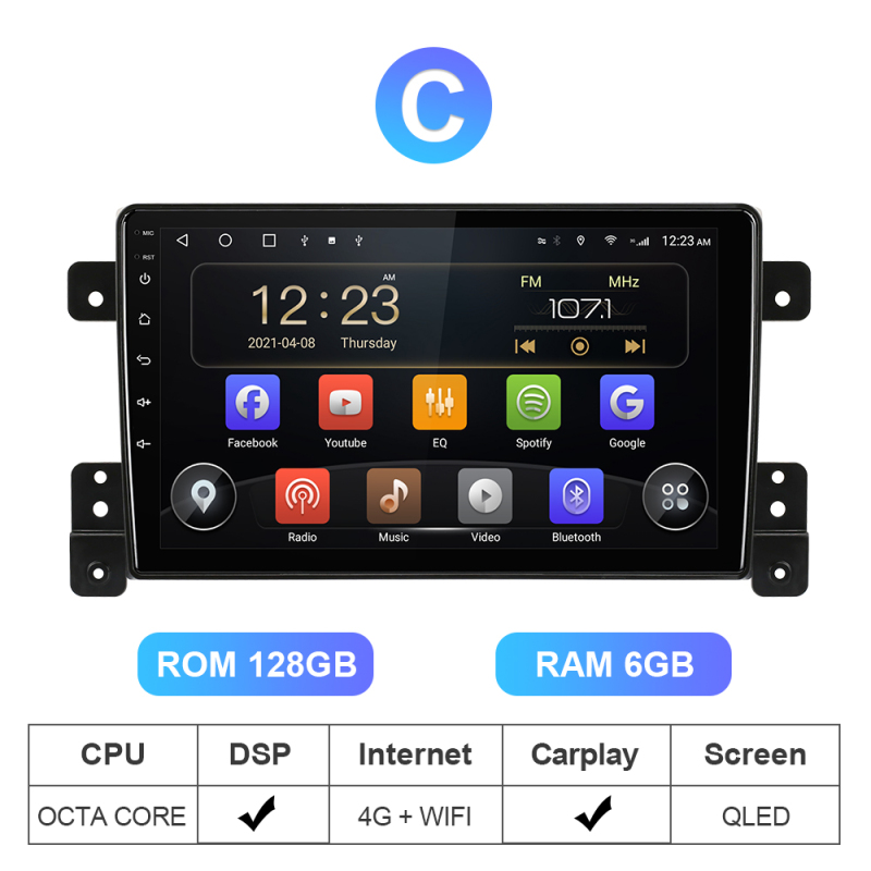 8 Core RAM 6G 4G Carplay Auto Radio For Suzuki Grand Vitara 3 2005 2006-2015