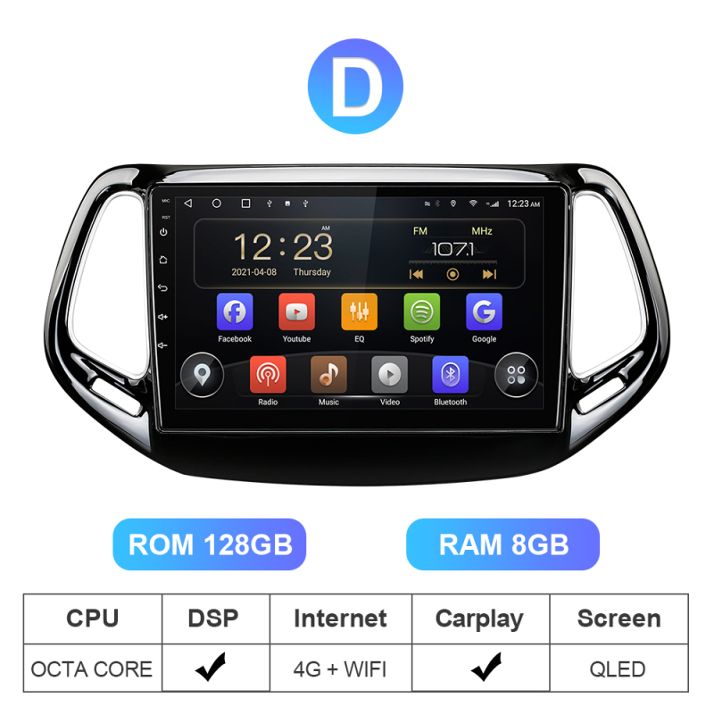 Car Multimedia Octa Core RAM 6GB 4G For Jeep Compass 2 MP 2016 2017 2018 2019