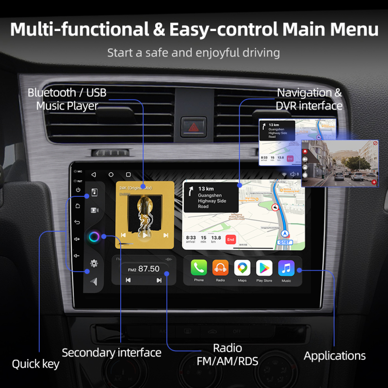 8 Core RAM 4GB GPS Qualcomm For VW/Volkswagen/Golf 7 2013-