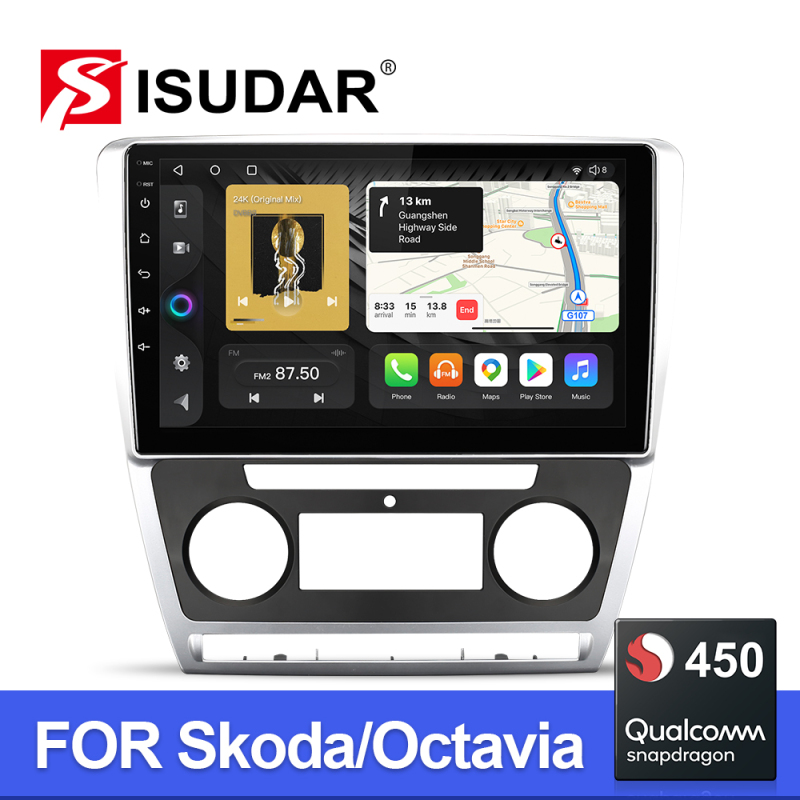 Qualcomm Android 10 8 Core 4G Car Auto Radio For Skoda Octavia A5 2008-2013 Apple carplay