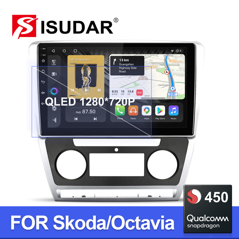 Qualcomm Android 10 8 Core 4G Car Auto Radio For Skoda Octavia A5 2008-2013 Apple carplay