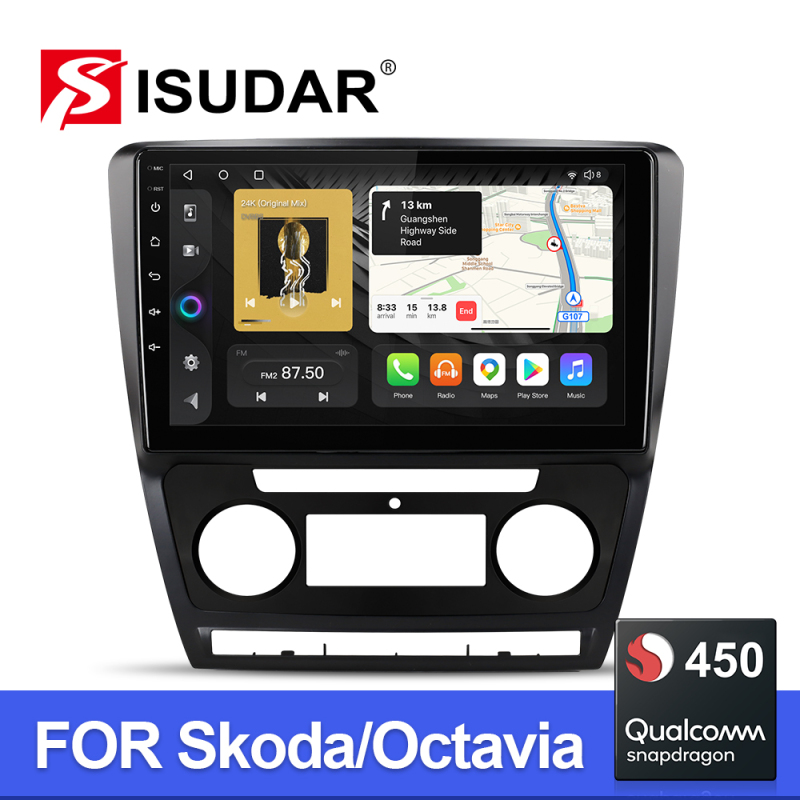 Qualcomm Android 10 8 Core 4G Car Auto Radio For Skoda Octavia A5 2008-2013 Apple carplay