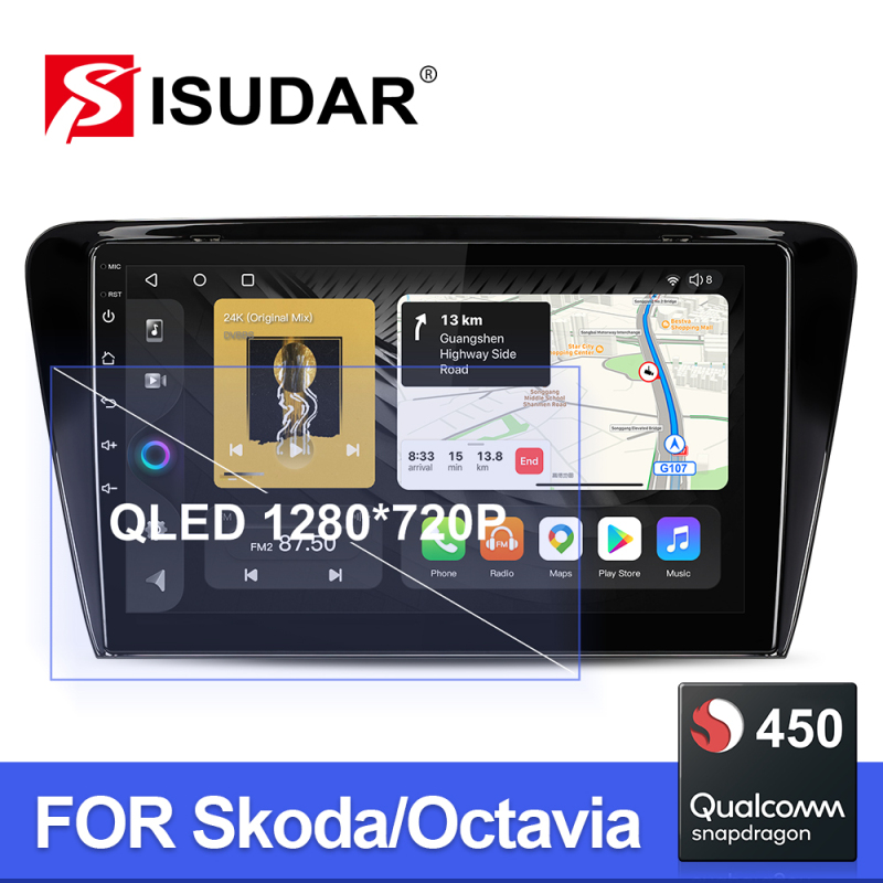 Android QLED GPS Car Radio For Skoda Octavia A7 3 2014-2018
