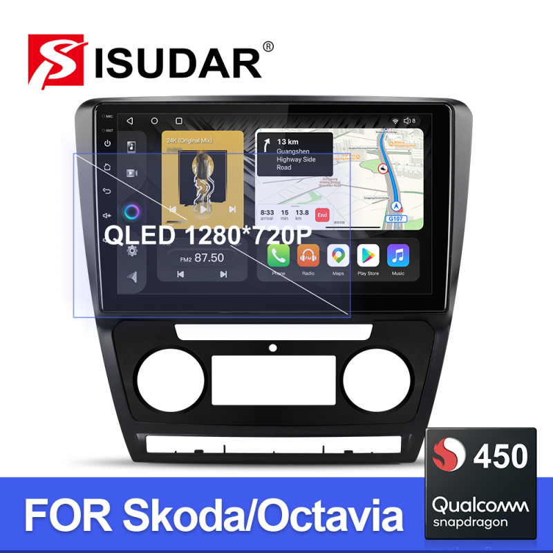 Qualcomm Android 10 8 Core 4G Car Auto Radio For Skoda Octavia A5 2008-2013 Apple carplay