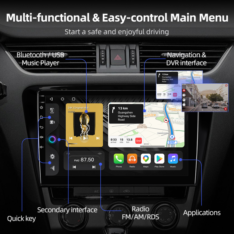 Android QLED GPS Car Radio For Skoda Octavia A7 3 2014-2018