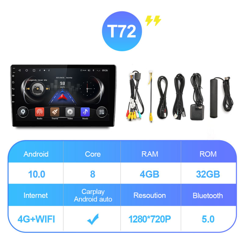 9inch 10inch T72 universal Car Multimedia Player Android 10.0 Radio Stereo Navigation