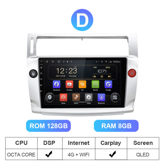 T72 QLED Android 10 Car Radio For Citroen C4 C-Triomphe C-Quatre 2004-2009