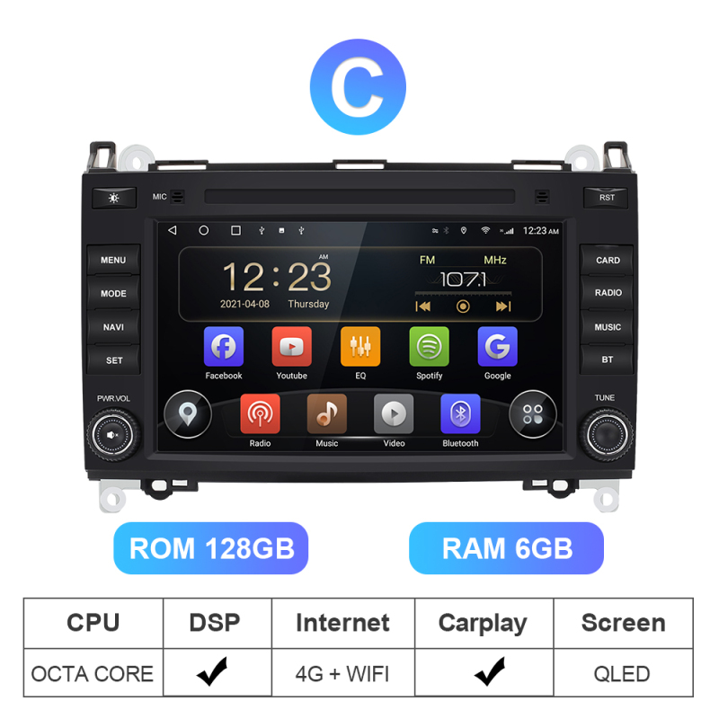 ISUDAR T72 IPS Android 10 Auto Radio For Mercedes/Benz/Sprinter/W169/B200/B-class