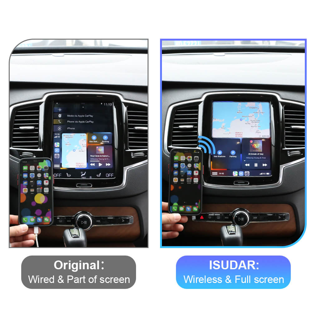 ISUDAR Wireless Apple Carplay For Volvo XC90/XC60/XC40/S90/S60/V60 Full Vertical Screen AI