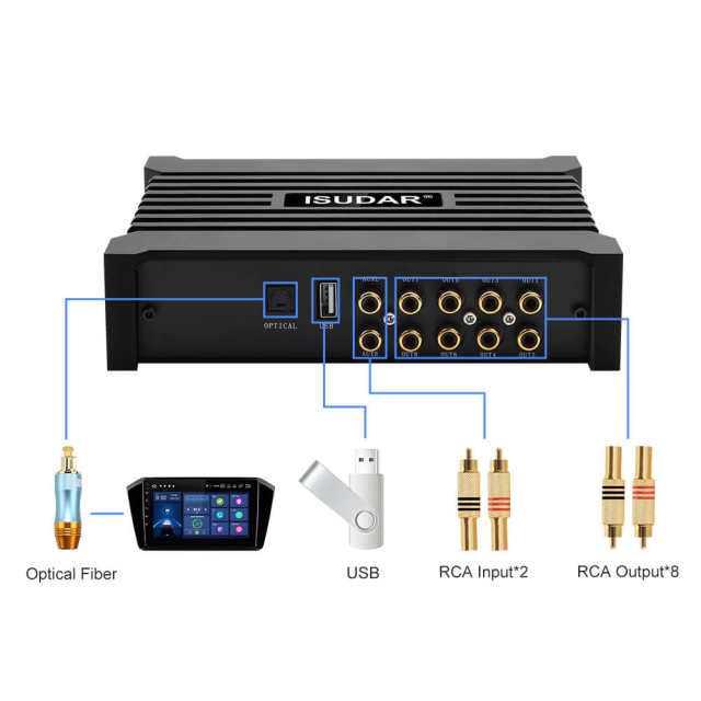ISUDAR Car DSP Amplifier Processor 4 input 8 output channel