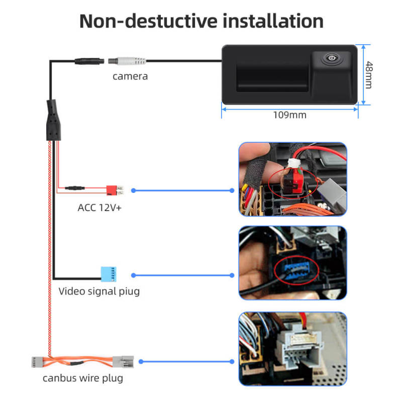 Car Trunk Handle Rear View Dynamic Trajectory Camera For MQB PQ MIB Audi A3 S3 A4L A5 Q2 Q3 Q5 Q7/VW Tiguan Touran Passat