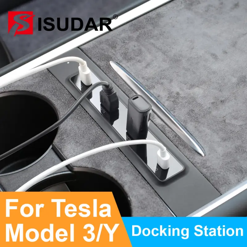 USB HUB For 2021 Tesla Model 3 Model Y USB Splitter Docking Station ...
