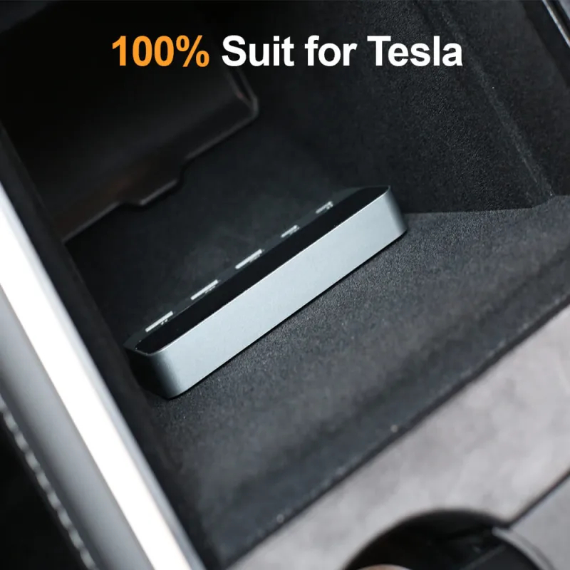 ISUDAR USB Docking For Tesla Model Y Model 3 2021 USB Ports Fast Charging