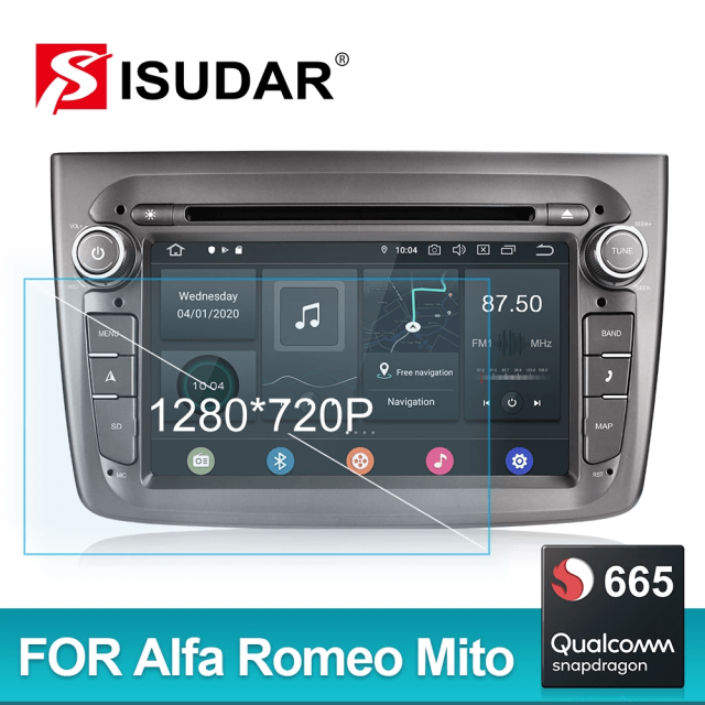 Isudar qualcomm 665 voice control 1 Din Android 11 Car Auto radio For Alfa Romeo Mito 2008-
