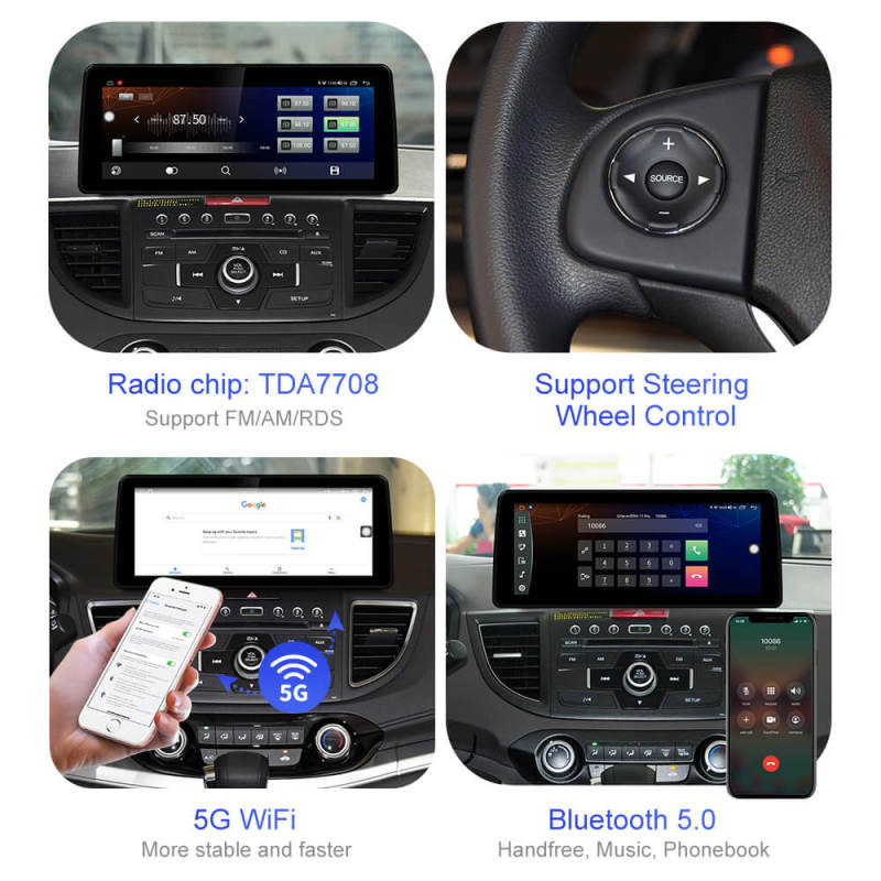 12.3 Inch Android 10 Apple Carplay Car Stero For Honda CRV 2012-2016