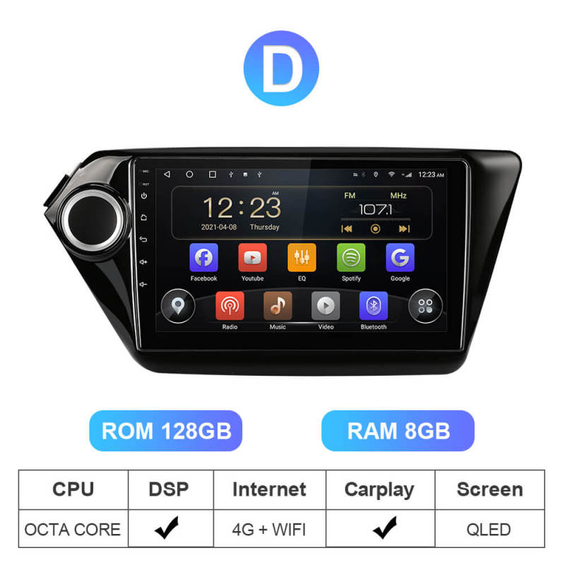 ISUDAR T72 QLED Android 10 Car Radio For KIA RIO 3