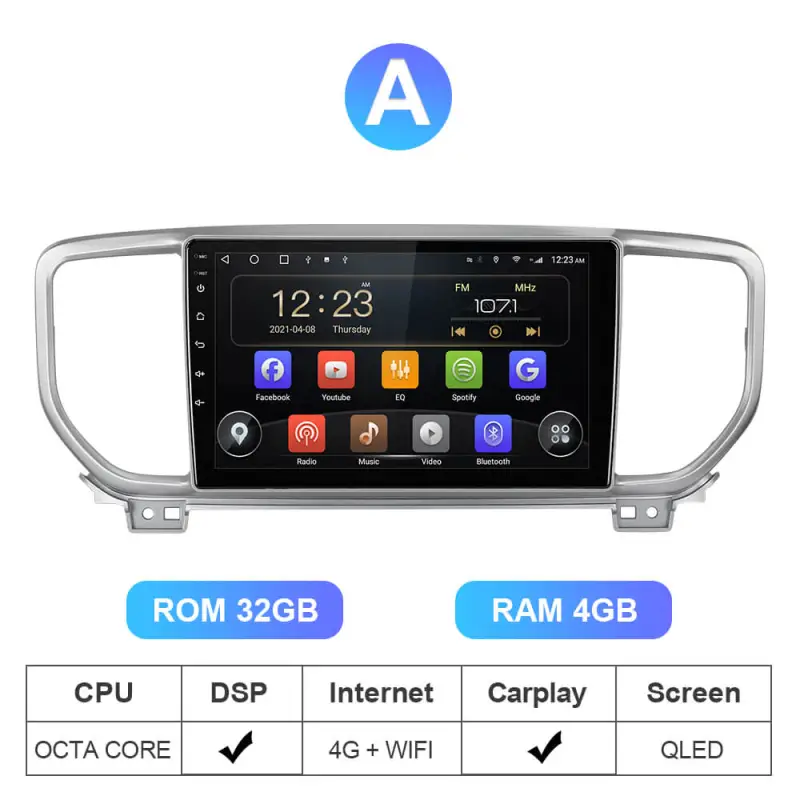 ISUDAR T72 QLED Android 10 Car Radio For Kia/K3/Cerato FORTE 2013-2017