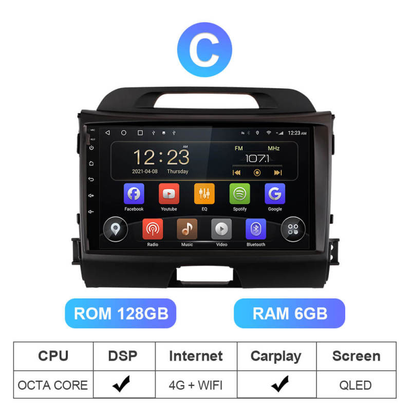 ISUDAR T72 QLED Android 10 Auto Radio For KIA Sportage 3 2010 2011 2012 2013-2016