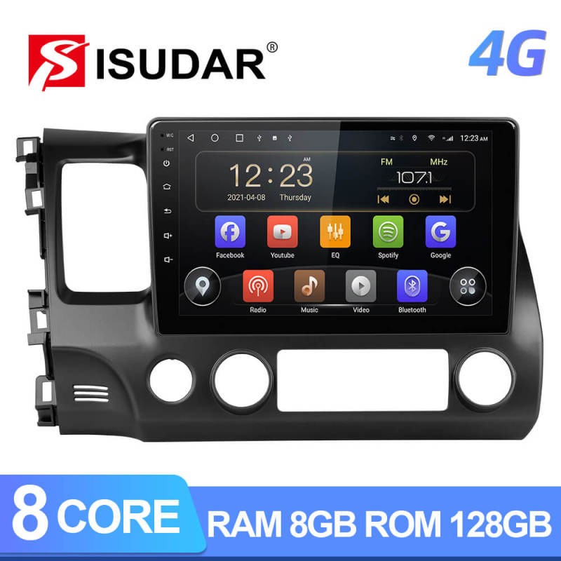 ISUDAR T72 QLED Android 10 Car Radio For Civic/Honda 2006-2009 2012