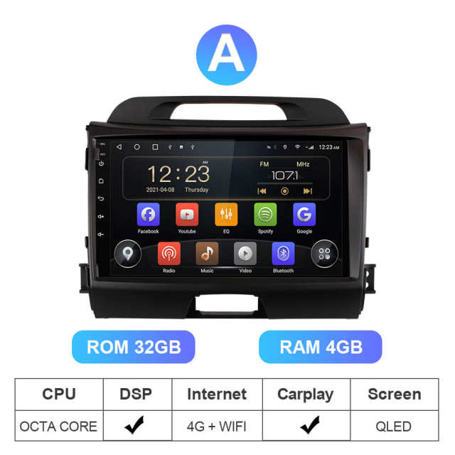 ISUDAR T72 QLED Android 10 Auto Radio For KIA Sportage 3 2010 2011 2012 2013-2016
