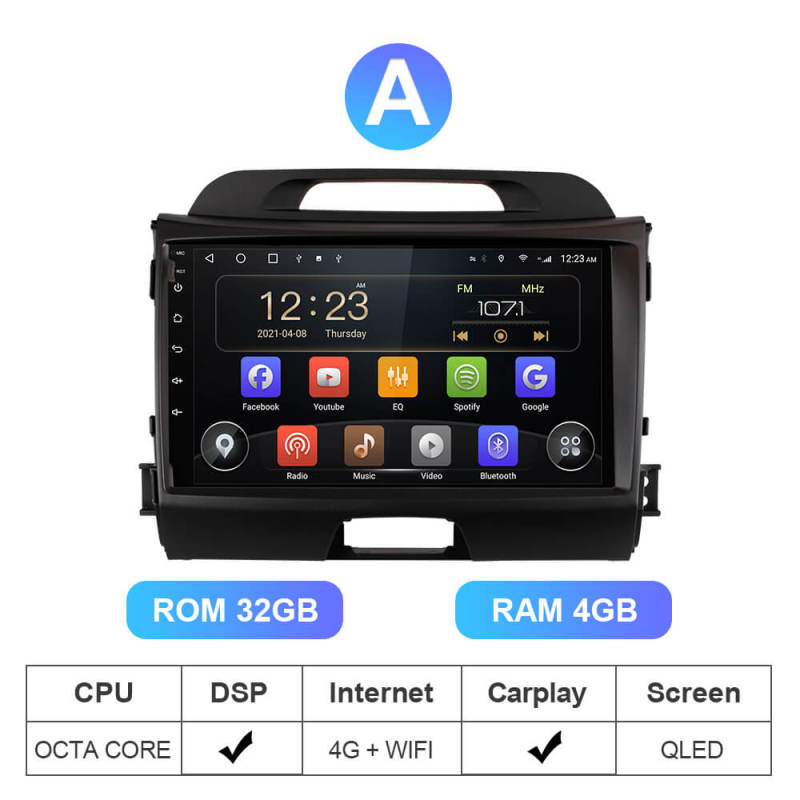 ISUDAR T72 QLED Android 10 Auto Radio For KIA Sportage 3 2010 2011 2012 2013-2016