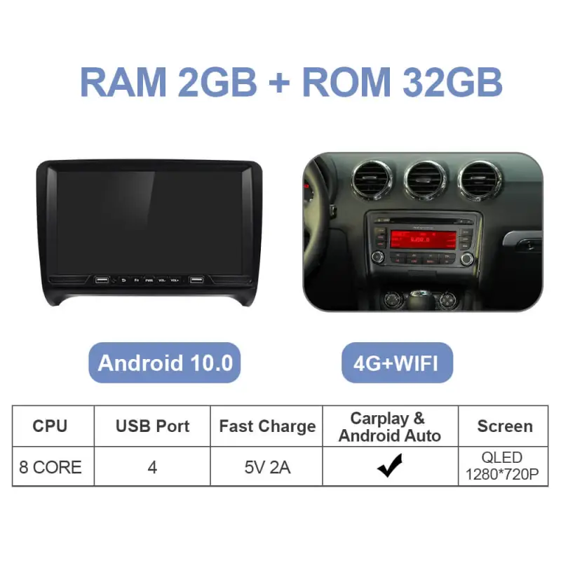 ISUDAR Wiress Apple Carplay Car Radio For Audi TT MK2 8J 2006-2014