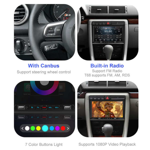 ISUDAR Android 10 QLED Car Radio For Audi A4 II 2 B6 III 3 B7 S4 RS4