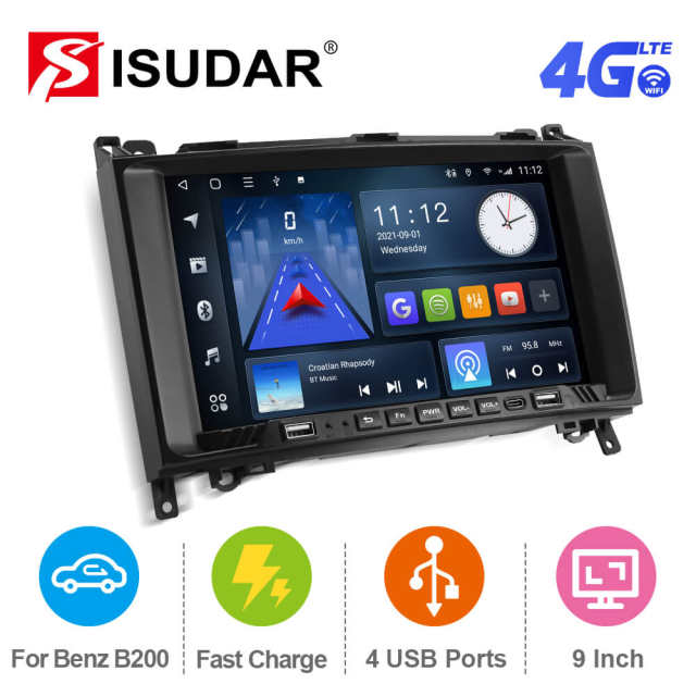 ISUDAR Android 10 QLED Full screen Car Radio For Mercedes/Benz/Sprinter/B200/B-class/W245/B170/W169