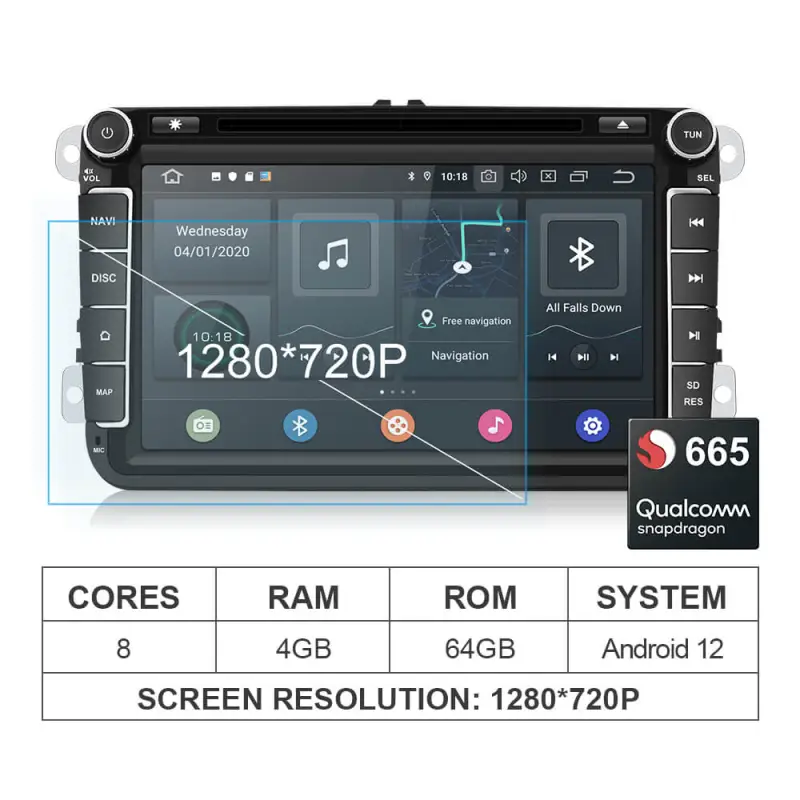 Isudar Qualcomm Voice control 2 Din 8 inch PX6 Android 11 Radio For VW/Golf/Tiguan/Skoda