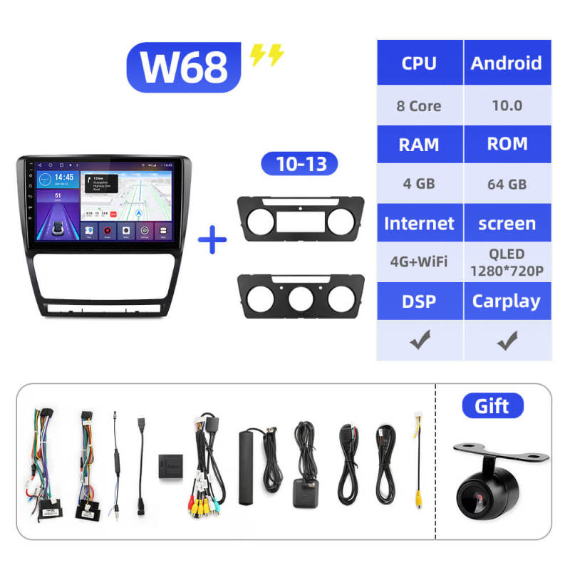 ISUDAR W68 4G SIM Card Android 10 Car Radio For Skoda Octavia A5 2009 2010 2012 2013