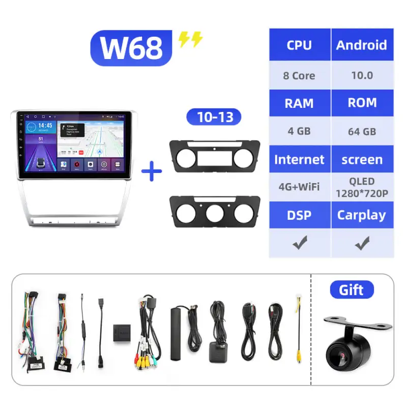 ISUDAR W68 4G SIM Card Android 10 Car Radio For Skoda Octavia A5 2009 2010 2012 2013