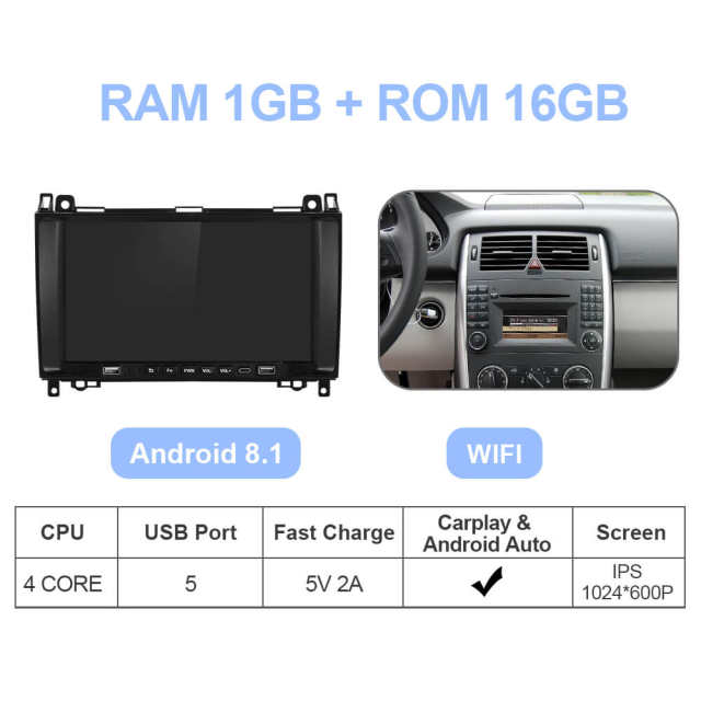 ISUDAR Android 10 QLED Full screen Car Radio For Mercedes/Benz/Sprinter/B200/B-class/W245/B170/W169