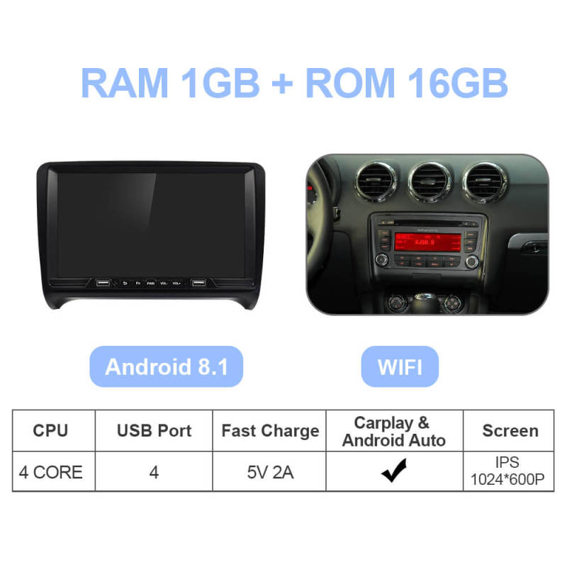 ISUDAR Wirless Apple Carplay Car Radio For Audi TT MK2 8J 2006-2014