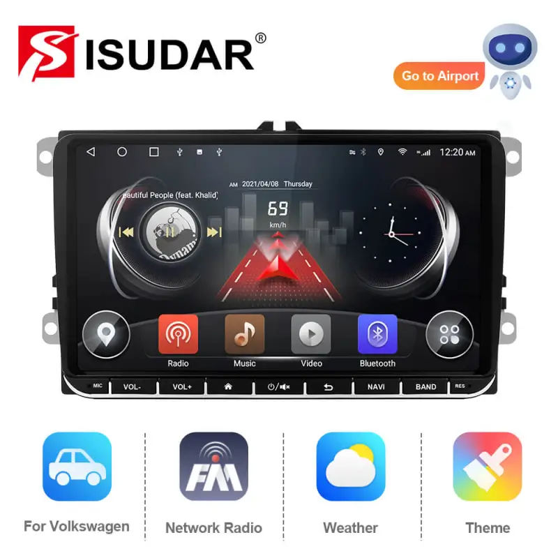 ISUDAR 1 Din Android 10 Car Radio 7 Retractable Screen Multimedia Video  Player Carplay Android Auto Universal Car Audio No DVD