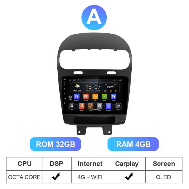T72 8 Core Android 10 Car Radio Carplay for Fiat Dodge 2012-2014