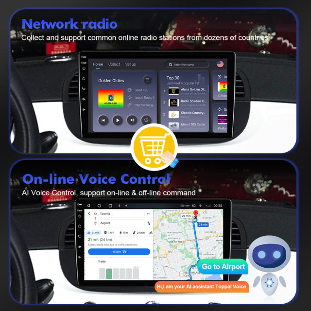 T72 NEW UPGRADE! 9 inch 1024*600P Car Radio Multimedia For Fiat 500