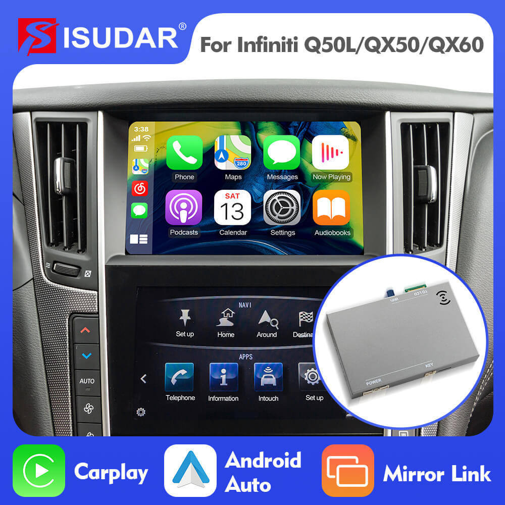 ISUDAR Carlinkit Wireless Carplay Android Auto Kit For Infiniti Q50L/QX50/QX60/Nissan/Patrol Car Multimedia Play Box
